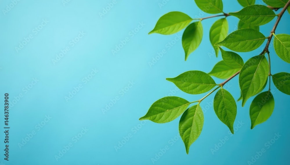 Large isolated branches with few leaves against a blue background, few leaves, natural Large isolated branches with few leaves against a blue background, few leaves, natural