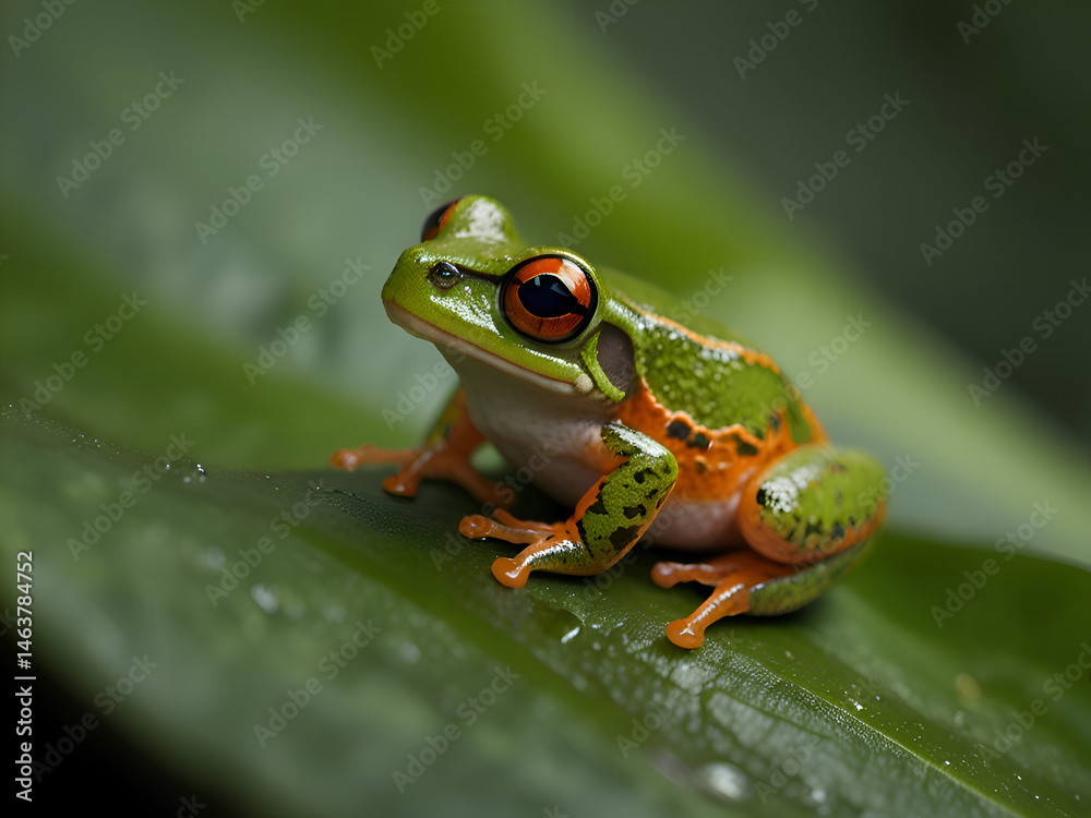 green frog on a leaf green frog on a leaf