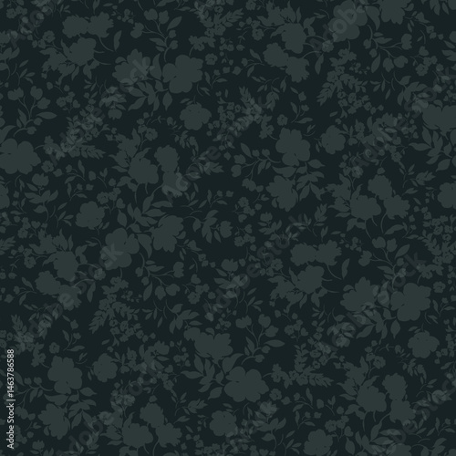 Wallpaper Mural Seamless small  flower Pattern on olive background Torontodigital.ca