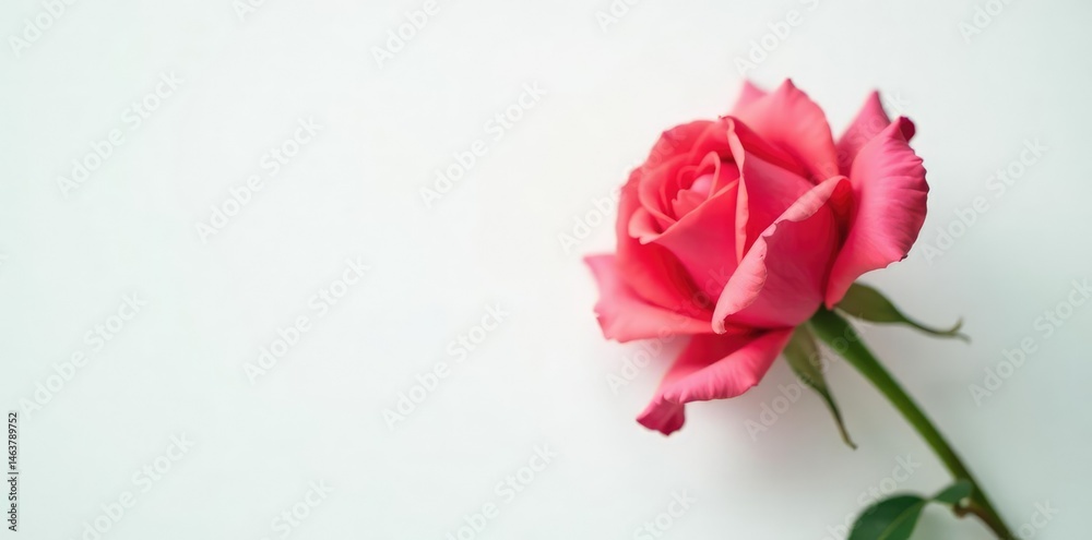 Single rose in soft focus against white backdrop, focus, floral Single rose in soft focus against white backdrop, focus, floral
