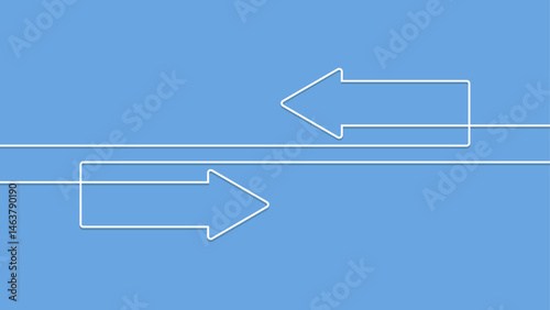 Two outlined arrows pointing in opposite directions on a blue background