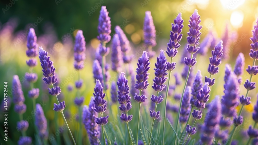Obraz premium Lavender flower stems in purple dancing with the breeze