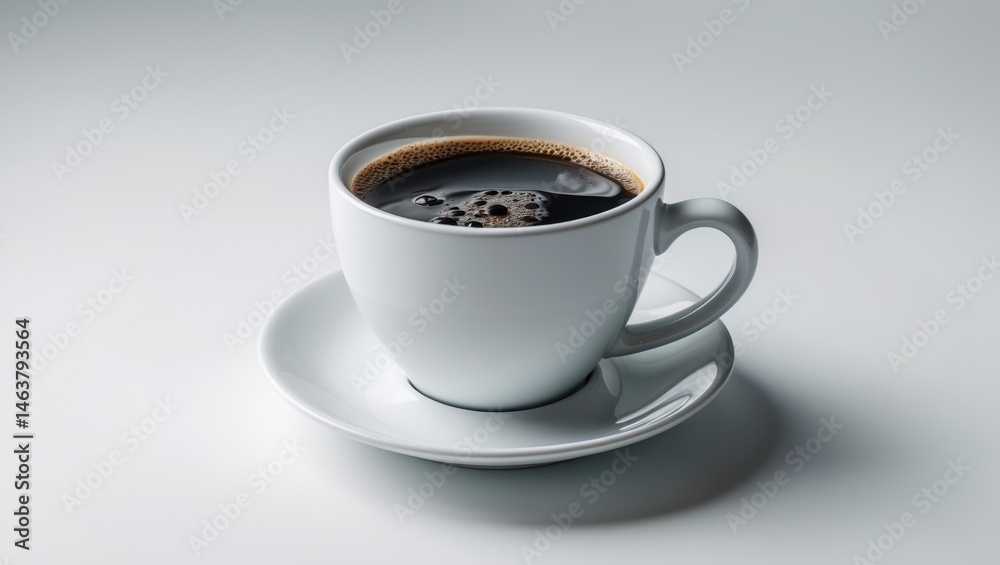 Obraz premium White ceramic coffee cup containing black espresso isolated against a white background