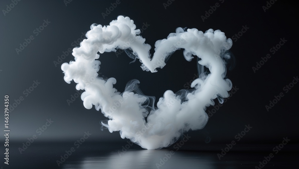 Naklejka premium Dark background featuring a heart-shaped cloud