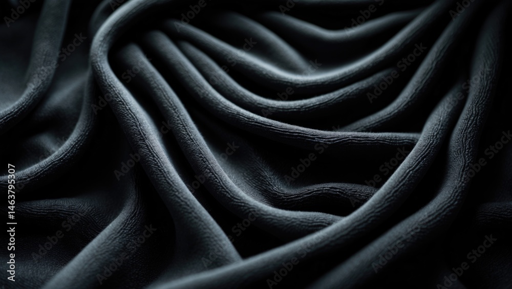 Obraz premium Soft fleecy black fabric with a wavy pattern texture