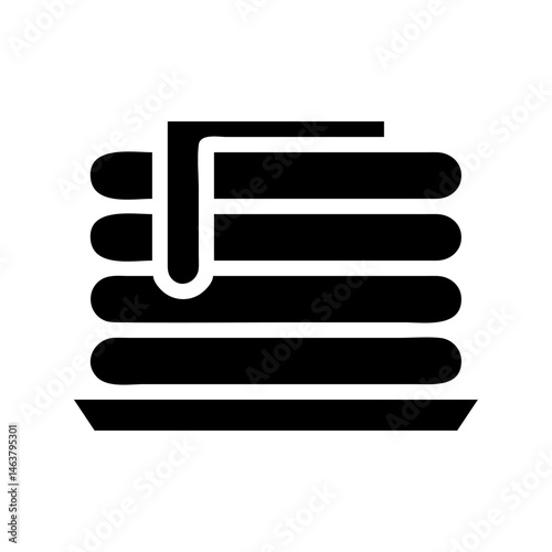 A Simple, Black and White Graphic Depiction of Stacked Pancakes with Syrup