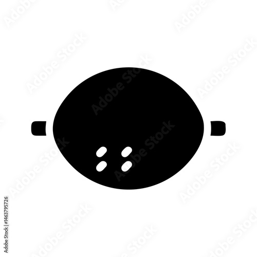 Minimalist Colander Depiction: Simplistic Kitchen Tool Icon in Black Silhouette