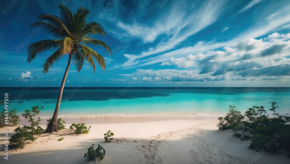 Fototapeta premium Infinite beachside retreat in a tropical island