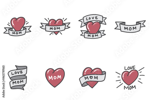 Doodle Mother's Day Vector Art Set: Editable Mom Designs
