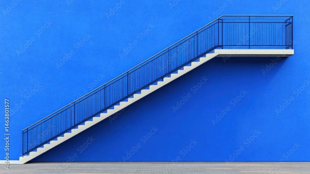 Fototapeta premium Modern stairway against vivid blue wall