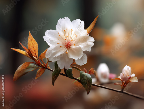 Blossoming beauty Delicate white flower in natural setting