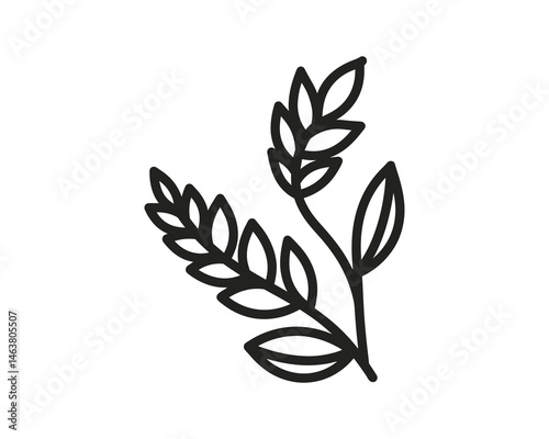 Simple wheat stalk icon for natural food and agriculture themes
