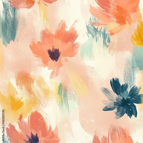 Floral abstract pattern with soft color palette