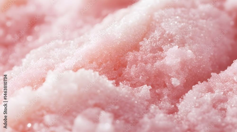 Fototapeta premium Close-up view of textured pink and white frozen dessert.