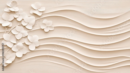 Elegant textured background featuring flowing lines and delicate floral elements in soft tones