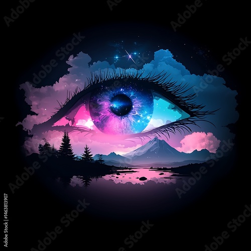 Eye sees a night landscape