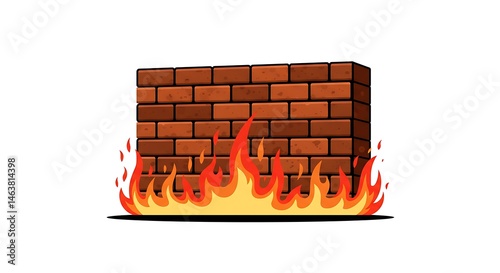 brick wall with fire