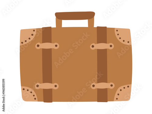 革製のレトロな旅行鞄のイラスト