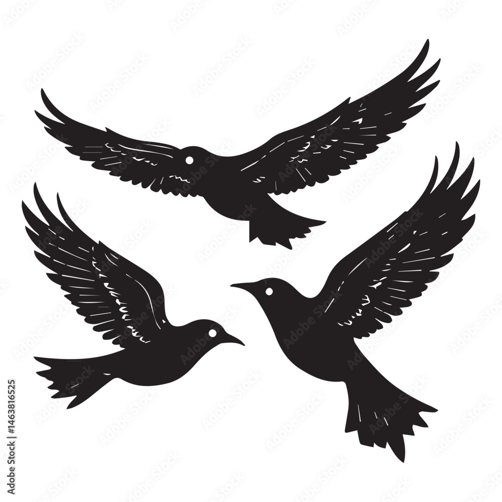 Fototapeta premium Dove Icon on Black and White Vector Backgrounds