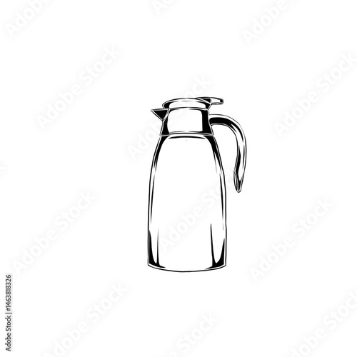 hand drawn teapot with white background
