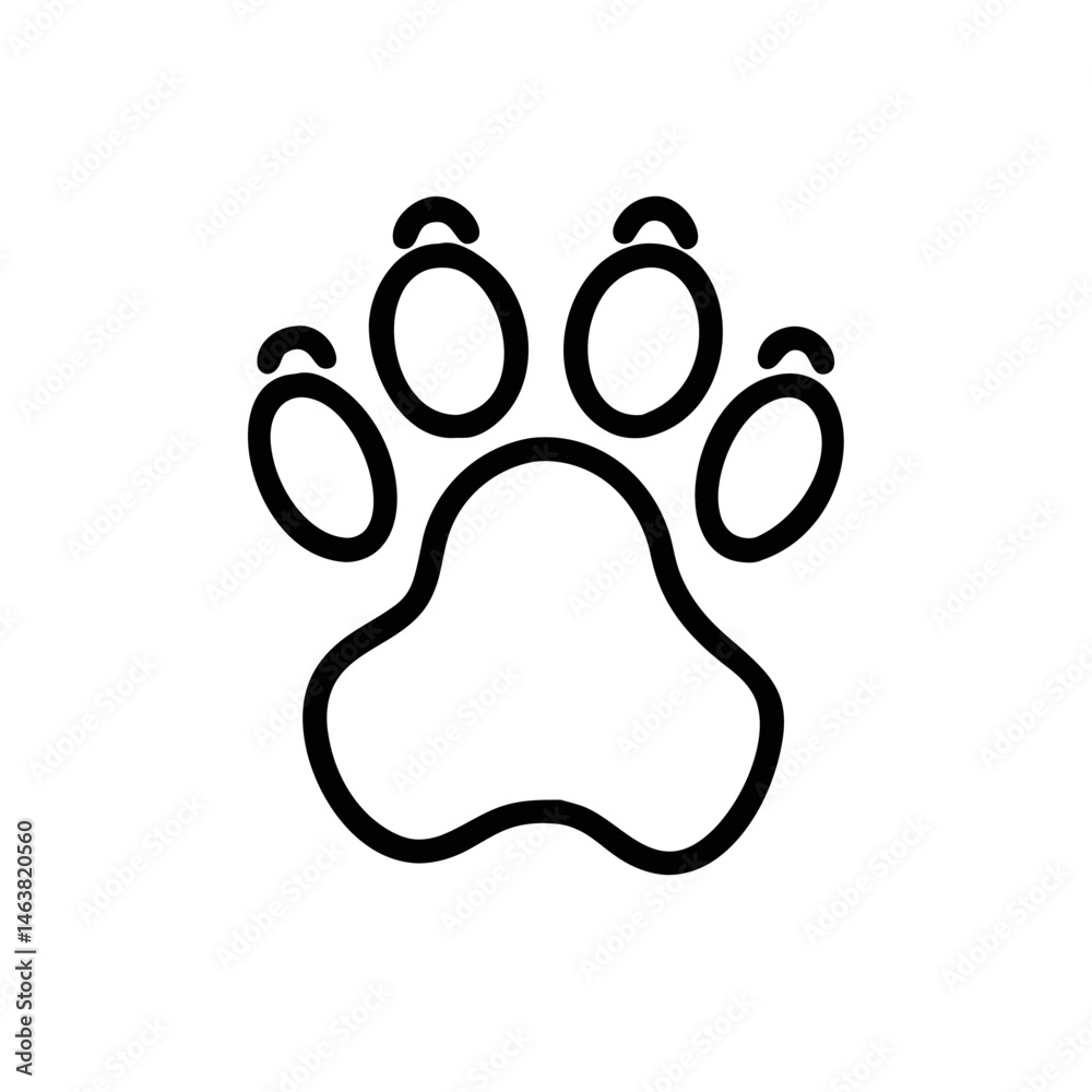 Paw Print Icon – Animal Footprint Line Art Vector Illustration Paw Print Icon – Animal Footprint Line Art Vector Illustration