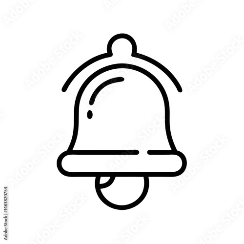 Notification Bell Icon Line Art – Minimal Alert Symbol Outline Illustration