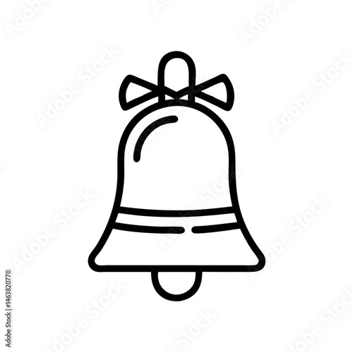 Bell Icon Line Art – Minimalist Holiday Jingle Outline Illustration
