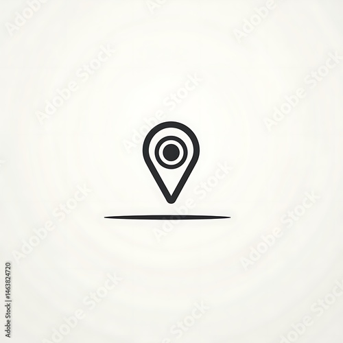 A simple black and white icon of a location pin outlined in bold black lines on a clean background The pin is centered with its base visible at the bottom edge of the canvas Above