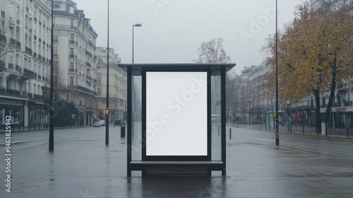 Blank Billboard on a Parisian Street: Advertising Mockup