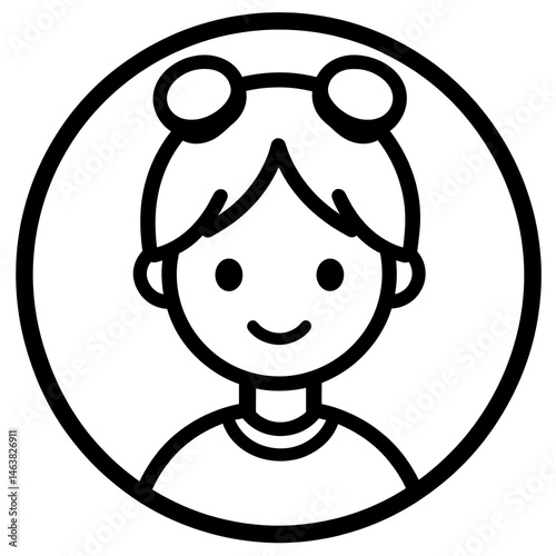 icon of a user avatar in a black outline circular shape with a simple and minimalistic design in graphics on a white background The character is drawn as two lines with no details inside the circle
