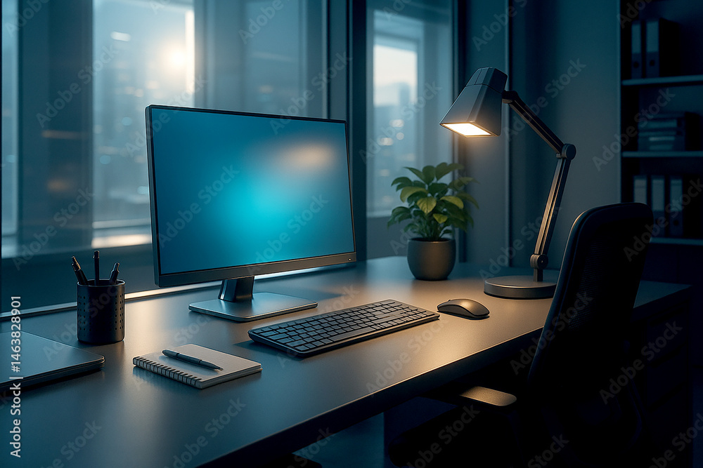 Naklejka premium modern office interior with computer