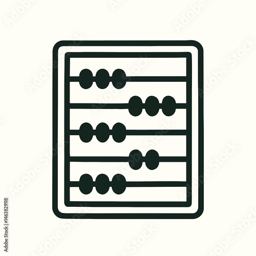 Minimalist abacus icon with beads in rows, outline style