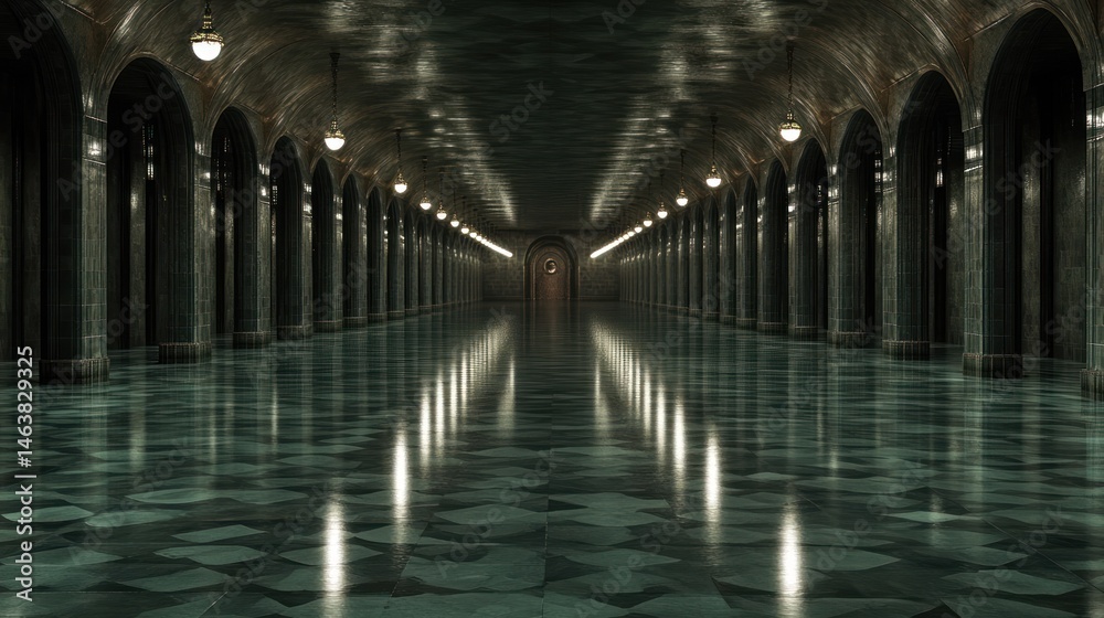 Fototapeta premium Mysterious Marble Hallway: A Long Exposure Photography of an Enigmatic Interior