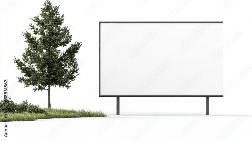 Fototapeta premium Blank billboard beside tree on sunny day