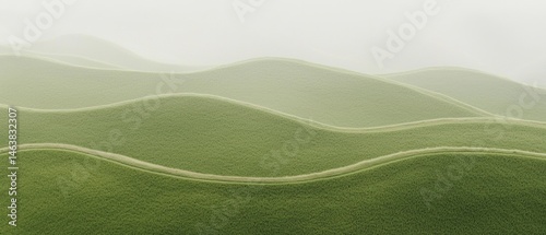 Obraz na płótnie Harmonious Artistic Nature Rolling green hills in misty light aesthetic content for Instagram social media branding and marketing w salonie