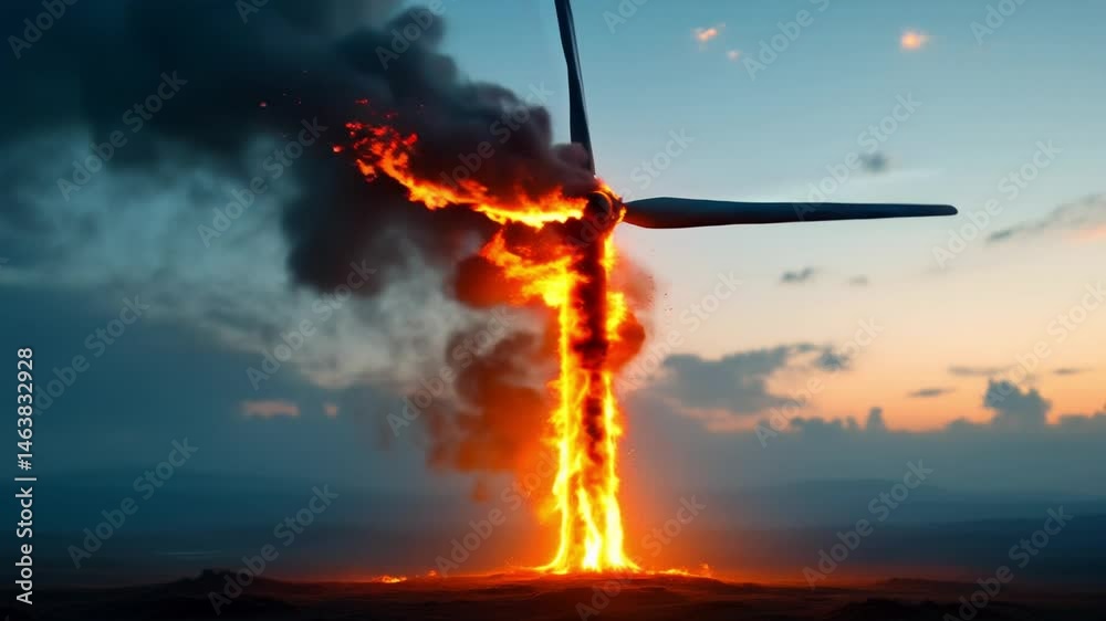 "Catastrophic Wind Turbine Explosion – 4K Dramatic Footage of Fire and ...