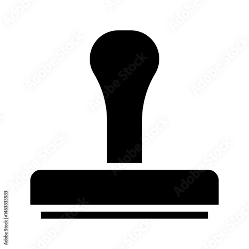 Stylized black stamp icon conveying authority, approval, or validation