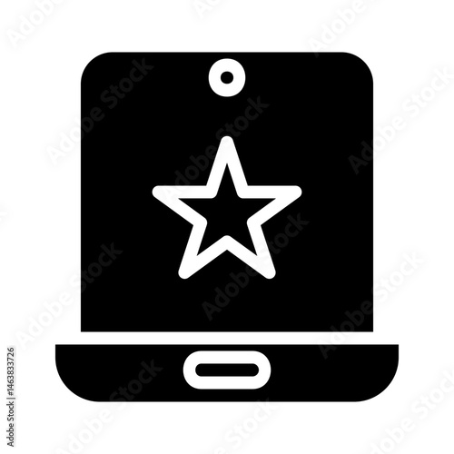 Mobile device featuring star icon, symbolizing digital recognition and rating