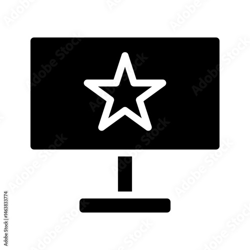 Computer display icon with star symbol illustrating exceptional performance