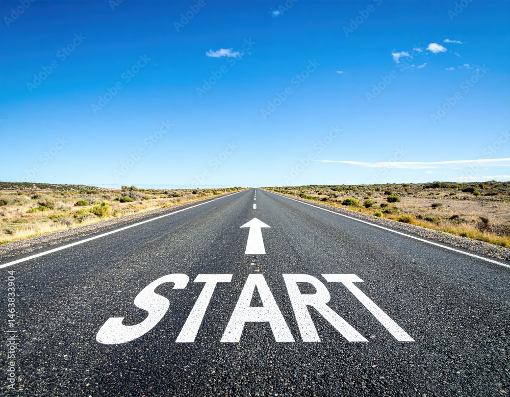 custom made wallpaper toronto digitalA long road stretches into the horizon, marked with the word "START," symbolizing new beginnings under a clear blue sky