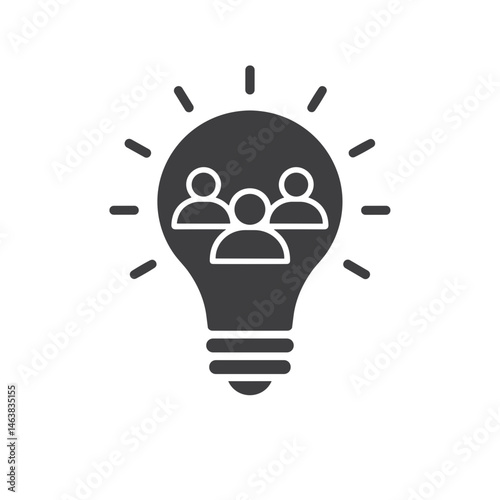 Light bulb with people symbolizing teamwork and ideas  