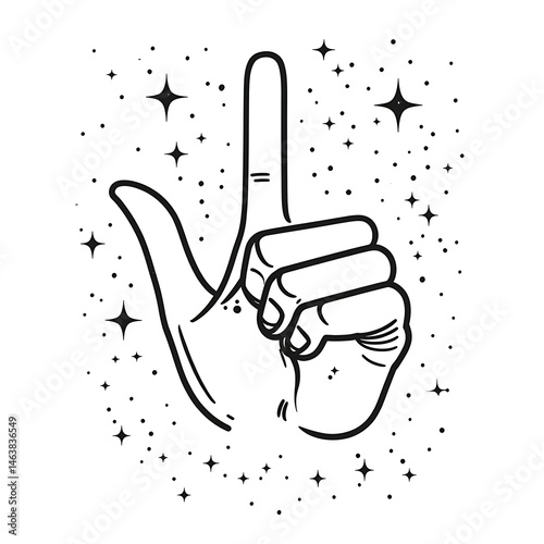 Stylized icons for a hand with a thumbs-up gesture in a black outline isolated on a white background The design is simple in a flat style with line art minimalist in nature and has a transparent