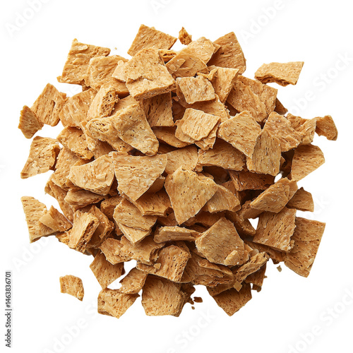 Delicious crispy soy protein chunks pile for healthy vegan meal prep food isolated on transparent  background png