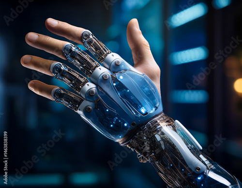 Obraz na płótnie A cyber hand. A cyber prosthetic hand w salonie