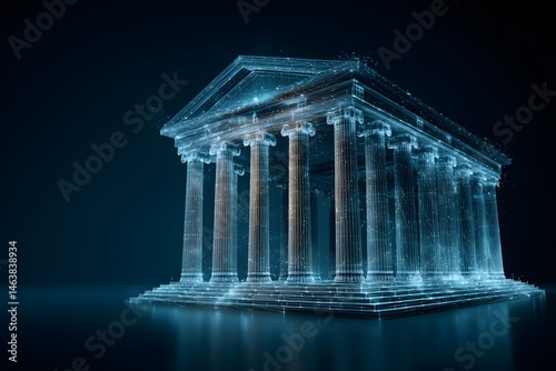 Digital Temple Architecture Greek Columns Structure Design Innovation