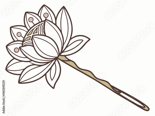 Lotus Flower Hairpin Design Showcasing Intricate Patterns and Elegant Craftsmanship