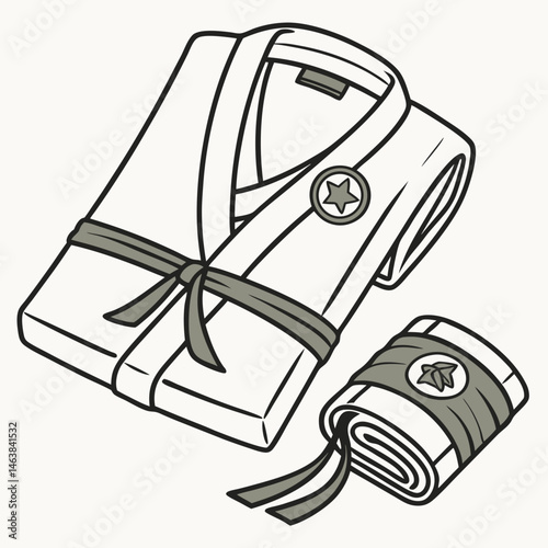 Martial Arts Uniform and Belt Designed for Training and Competition in a Dojo Setting