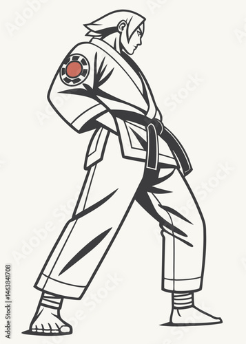 Martial Artist Demonstrating Stance in Traditional Uniform During Training Session