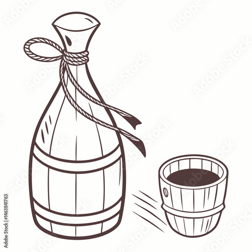 Crafted Container and Cup Sit Beside Each Other, Showcasing a Rustic Beverage Setup for Gatherings and Celebrations