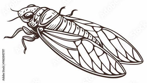 Close-up View of a Cicada Showcasing Intricate Details of Its Wings and Body in a Natural Setting During Summer